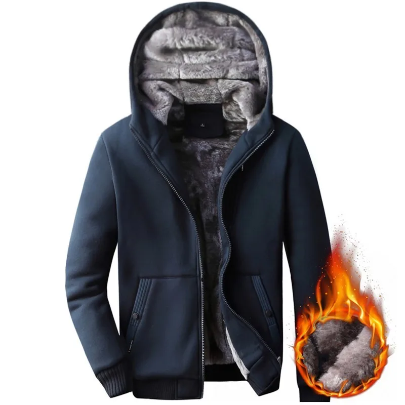 Корейское приталенное Мужское пальто с капюшоном Повседневная зимняя меховая