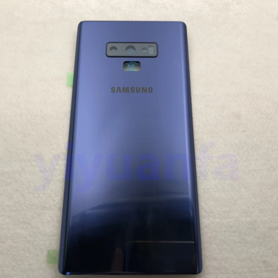 Note 9 blue Аккумулятор задняя крышка стеклянная дверь Корпус Замена+ задняя камера стеклянная рамка объектива для samsung Galaxy Note 9 N960 N960F - Цвет: Note 9 blue