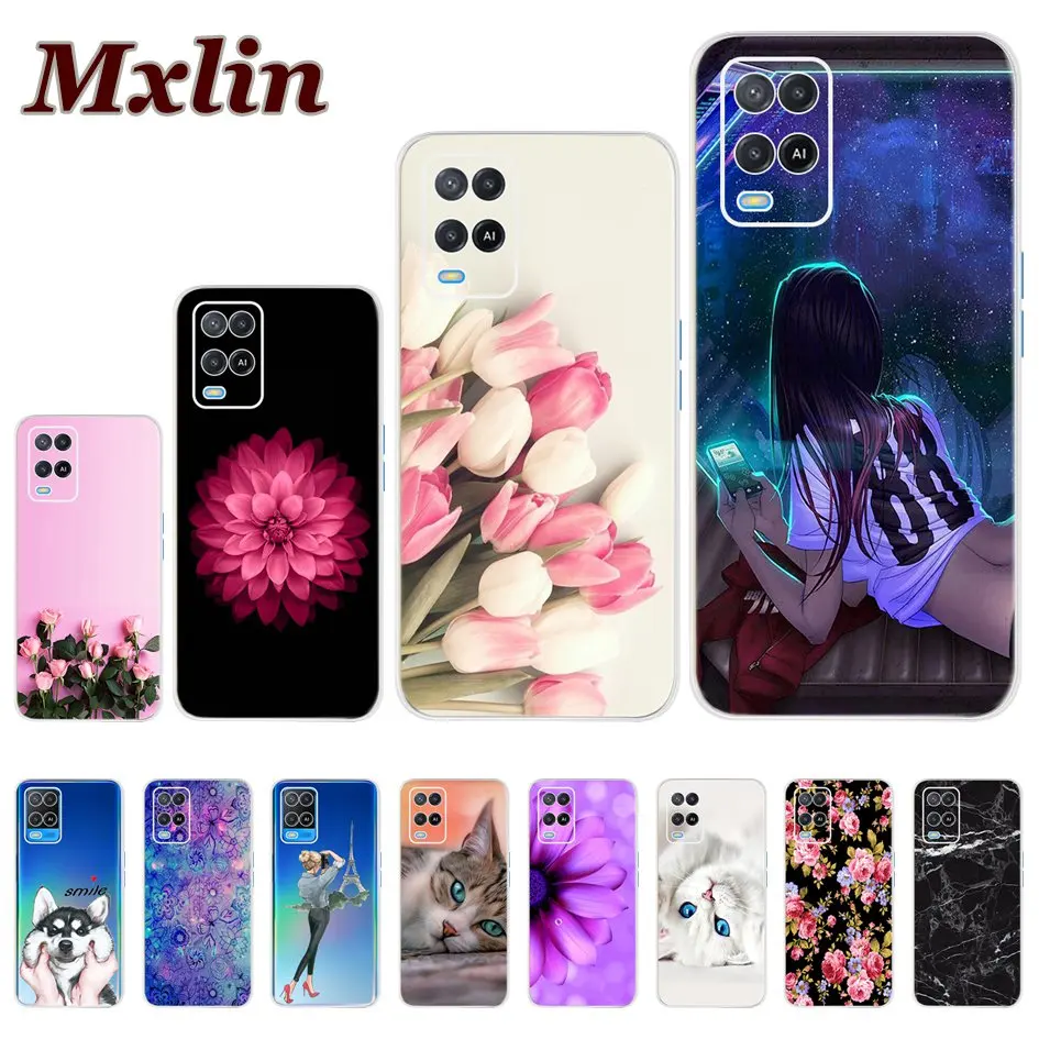 Чехол для OPPO A54 A54S, модный Мягкий силиконовый чехол из ТПУ с цветочным принтом тюльпана для OPPOA54 A 54 S CPH2273, задняя крышка, бампер