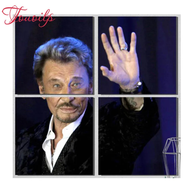 

TOUOILP Full,square&round 5D Diamond 4pcs/set Johnny Hallyday 5d Diamond Painting 3d picture,Cross Stitch,DIY Diamond Mosaic,