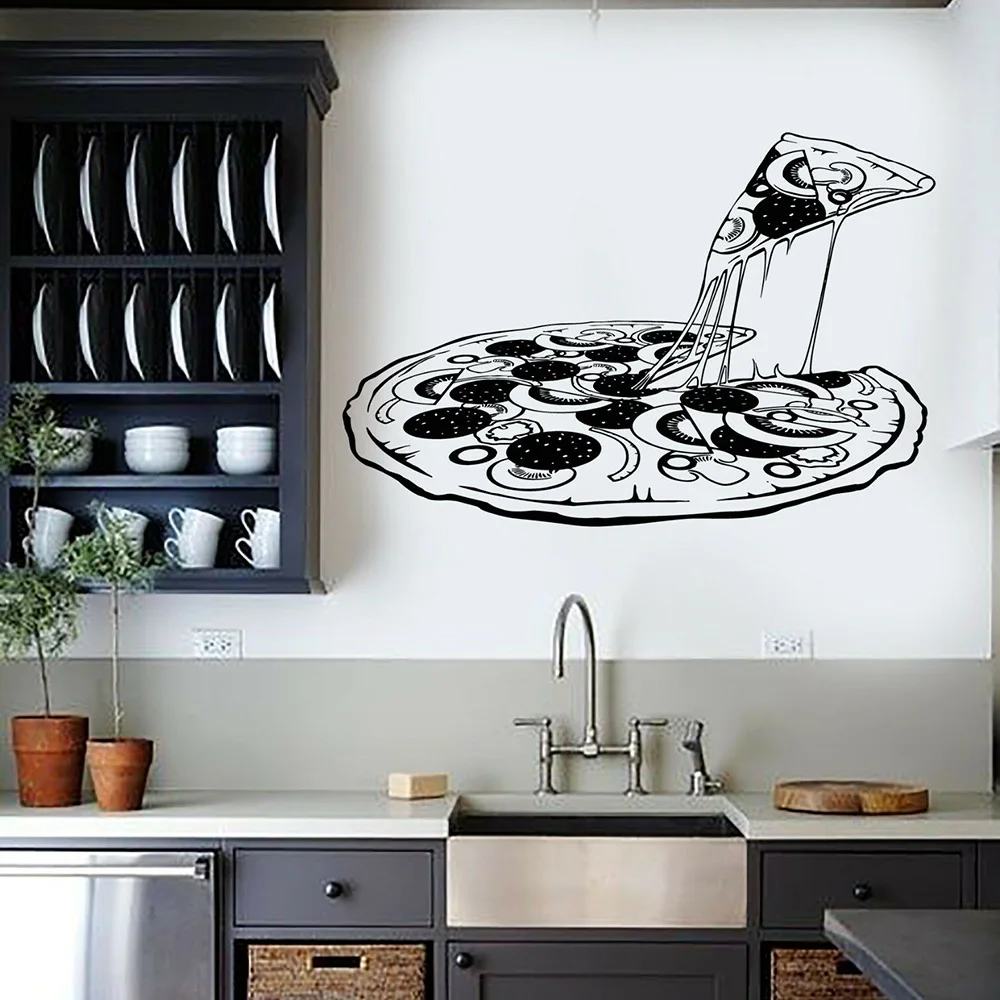 

Pizza Wall Decal Pizzeria Italian Restaurant Food Stickers Mural Vinyl Home Decor Kitchen Dining Room Window Door Logo Sign Z744