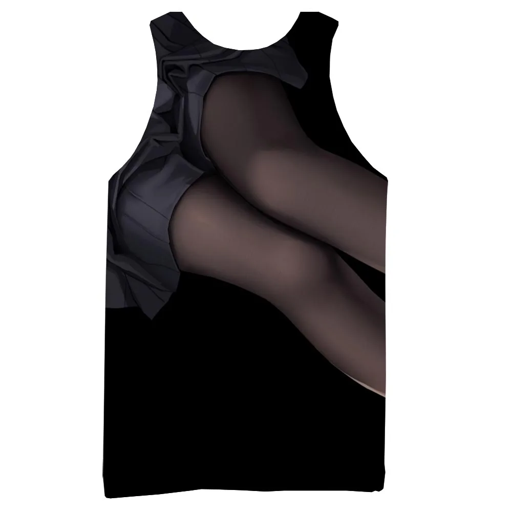 

Men Graphic Tank Top Japanese Anime Girl Feet Sleeveless Sexy Tops Men Black Silk Tees