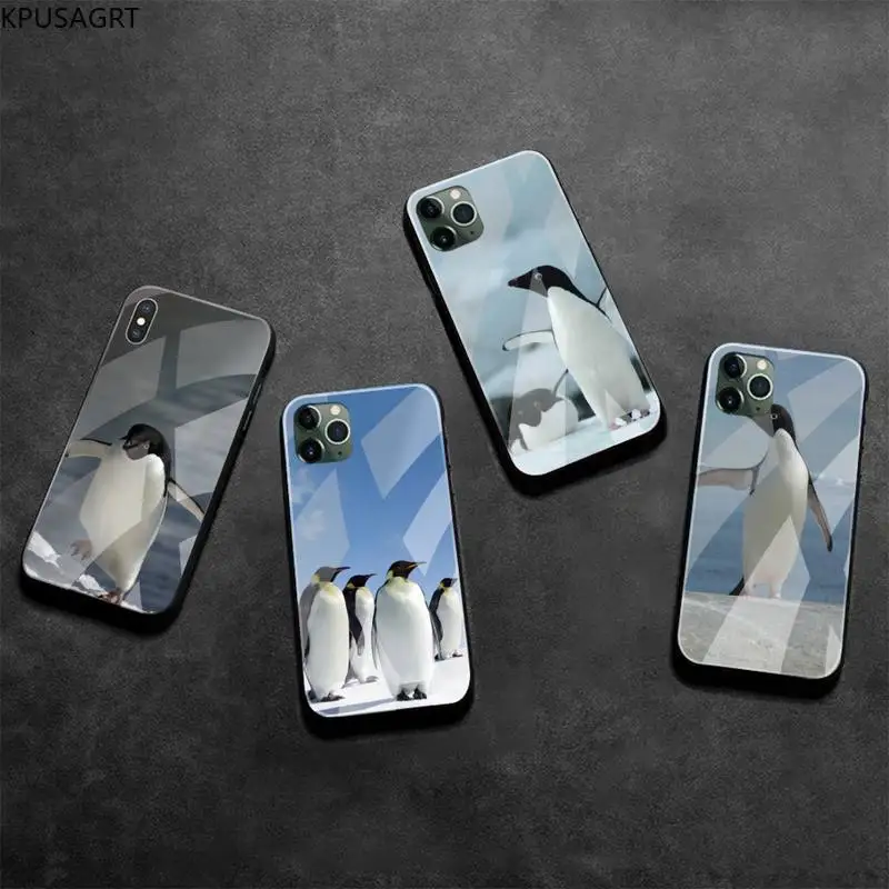 KPUSAGRT милый Пингвин мягкий резиновый чехол для телефона закаленное стекло iPhone 11 Pro