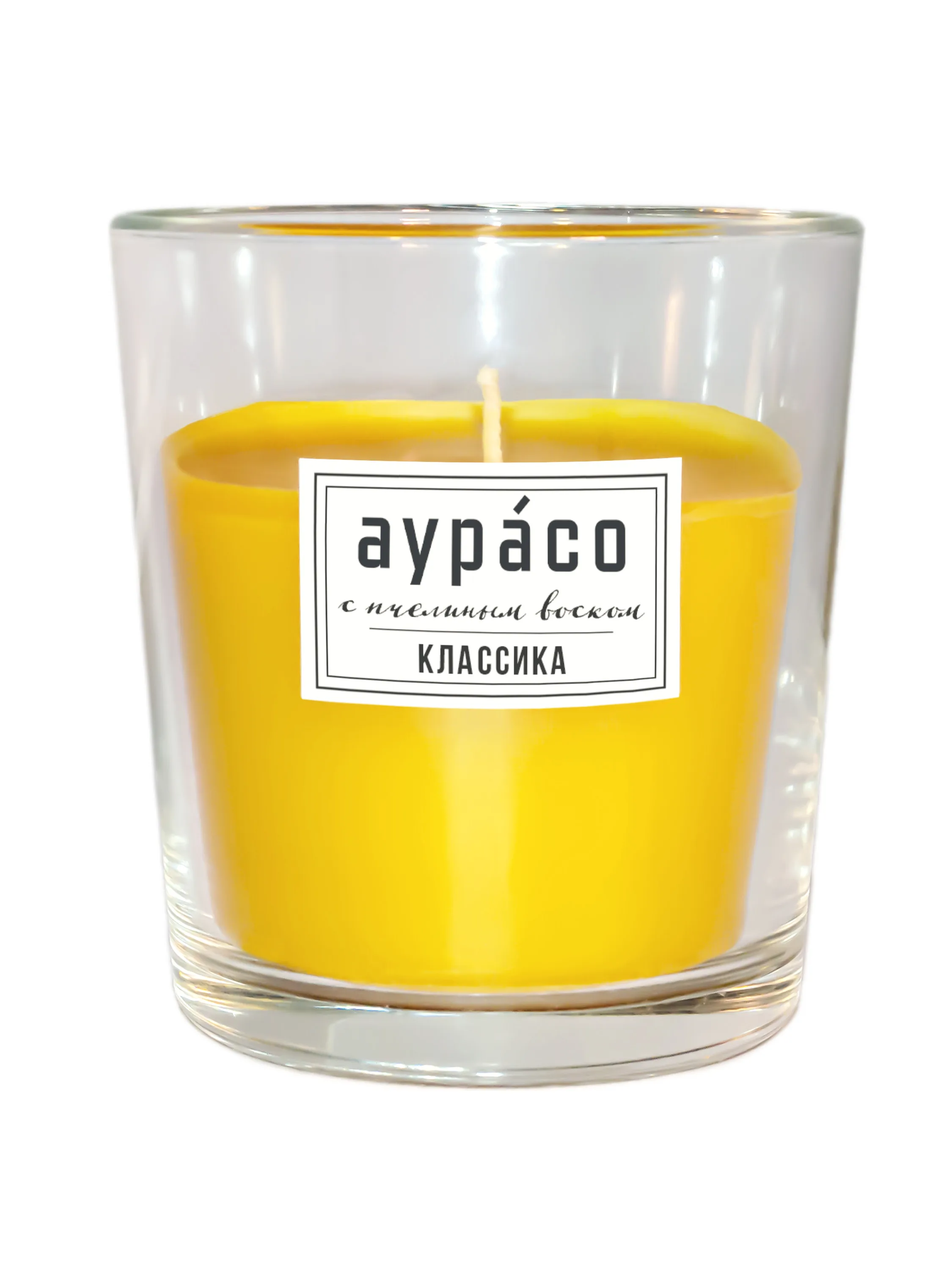 Свеча Аурасо с натуральным пчелиным воском &quotКлассика&quot 8 см 350 гр жёлтая 1 шт. |