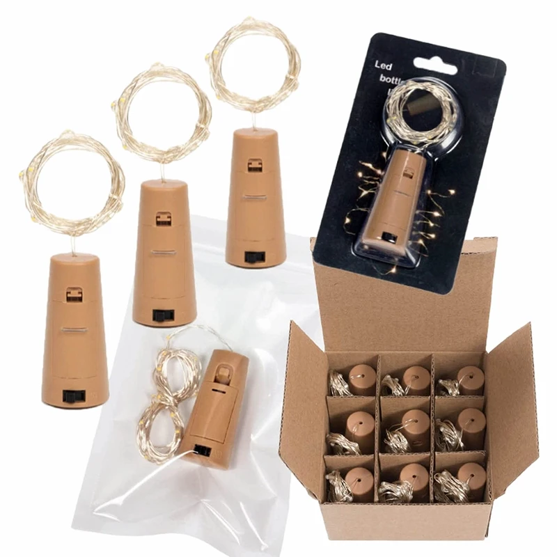 

9 шт. пробковая лампа на батарейке, светодиодные фонарики, рождественские украшения, гирлянды со звездами, медная проволока, Светильники для...