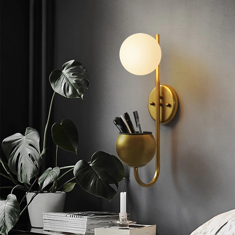 Wandlamp черный или золотой скандинавский стеклянный шар светодиодный настенный бра