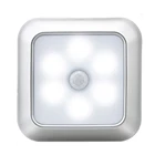 Ночсветильник с квадратным датчиком движения, 6 светодиосветодиодный, на батарейках, 2022