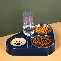 3 in 1 cat bowl automatic pet feeder drinking bowl stainless steel puppy feeding water dispenser for small large dog cats