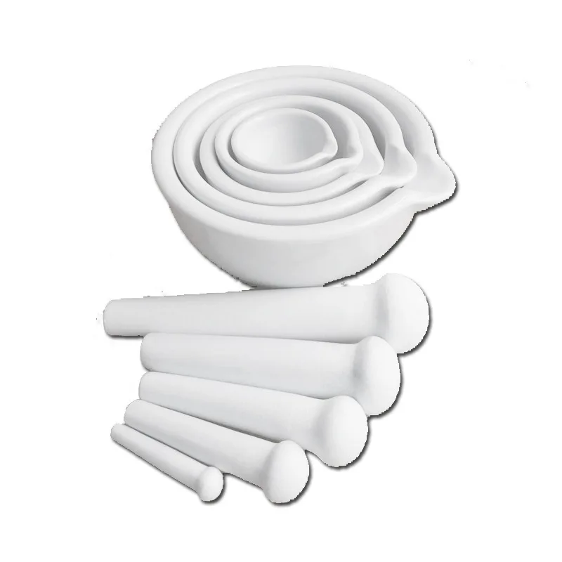 

China mortar 60mm80mm100mm130mm ceramic mortar milky white mortar with grinding rod