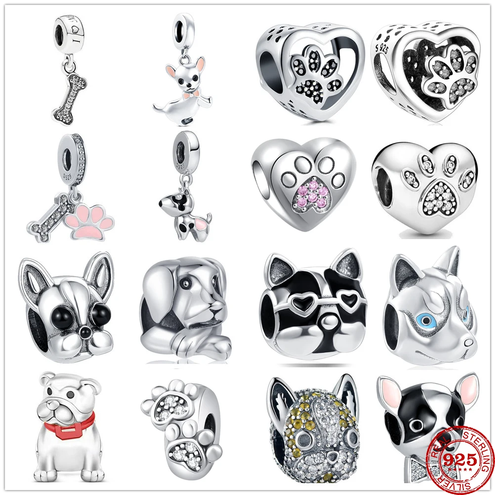 Женский браслет Pendant из серебра 925 пробы с подвесками в виде собаки | Украшения и