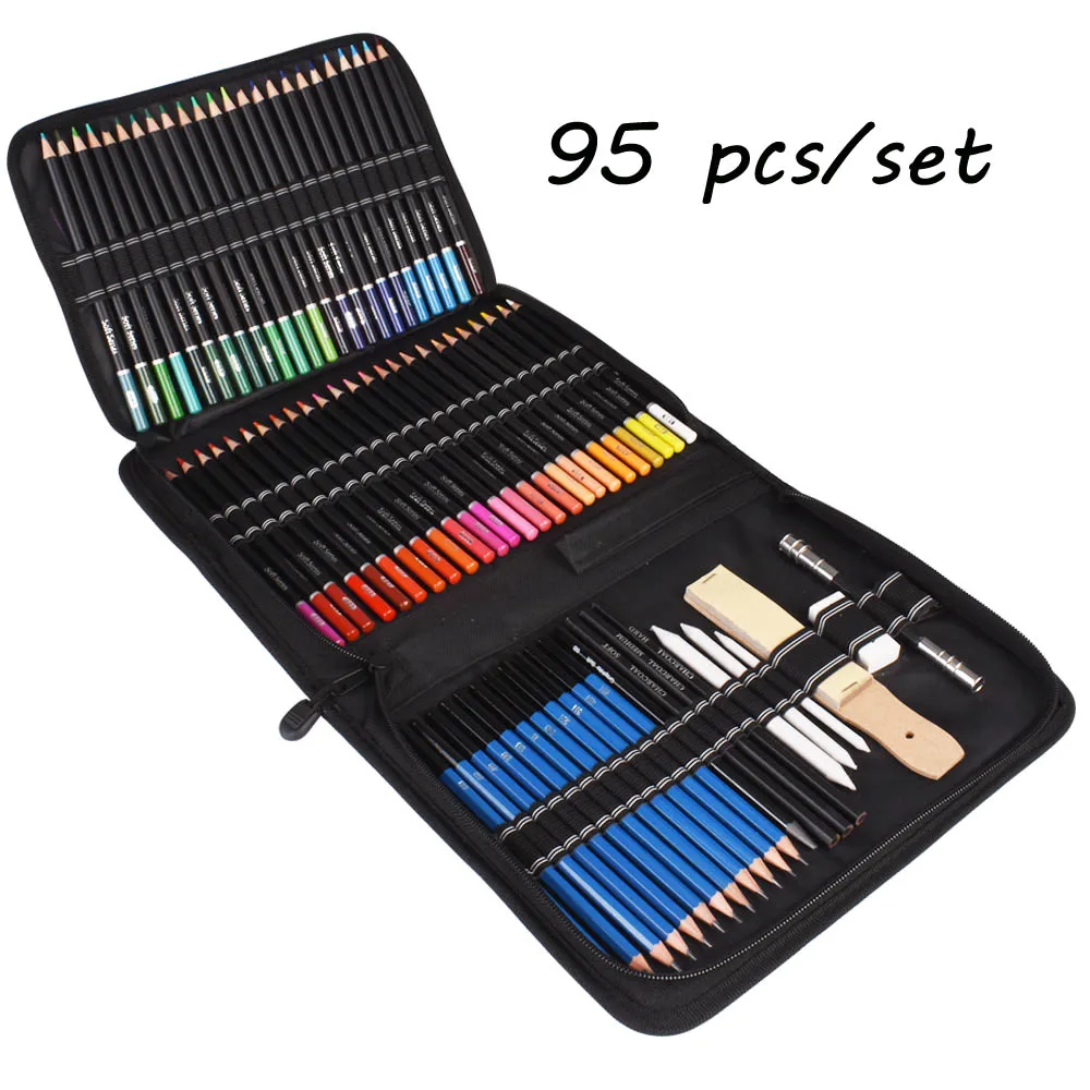 95/144PCS Color Pencil Sketch Pencils Set Drawing Pencil Set Art Tool Kit Watercolor Metallic Oil Pencil For Artist Art Supplies images - 6
