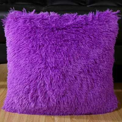 Purple Плюшевая наволочка для дивана 43x43 см, бархатная однотонная черная, белая, красная, зеленая, фиолетовая, серая декоративная наволочка, наволочки - Цвет: Purple