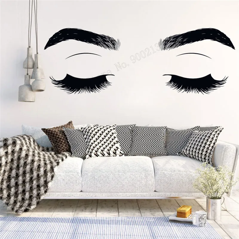 

Wall Art Sticker Make Up Sticker Vinyl Lashes Eyelashes Extensions Decoration Removeable Poster Mural Beauty Salon Decal LY379