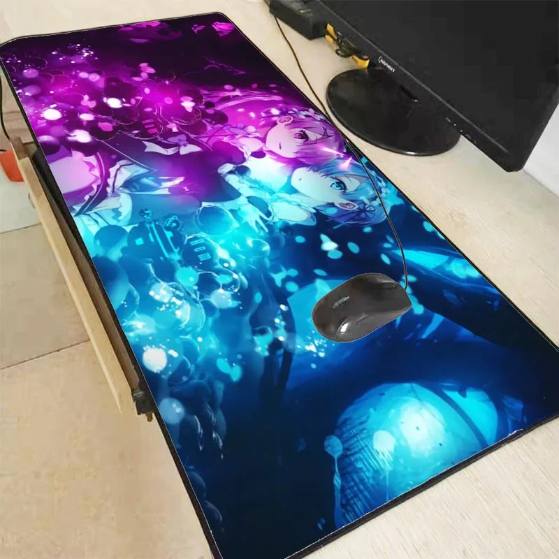 

XGZ Re Zero Anime Girl Laptop Large Speed Gaming Locking Edge Mousepad Rubber No-slip Soft Mausemat for CSGO DOTA LOL XXL