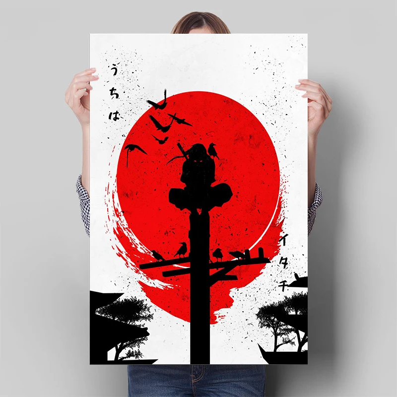 Red Sun Uchiha Itachi Poster stile minimalista Anime giapponese Naruto tela pittura decorazione