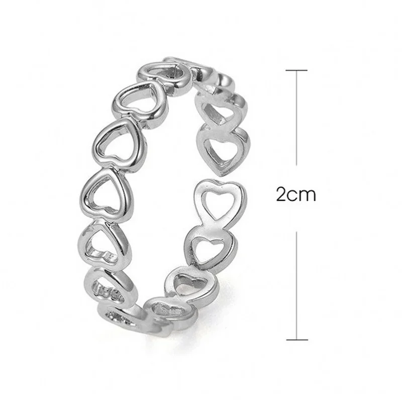 

Love jewelry silver hollow heart-shaped open loop design cute fashion women young girl gift adjustable