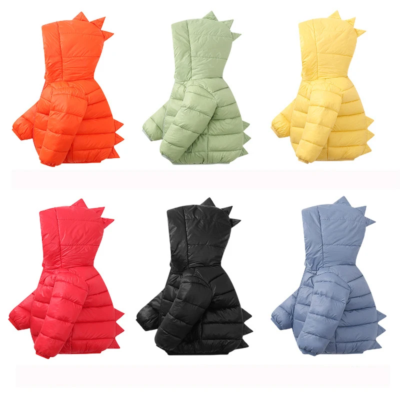 Kids Winter Down Jacket Cartoon Dinosaur Children's Down Padded Coats Boys Girls Lightweight Autumn Coat Baby Cute Clothing 1-6Y