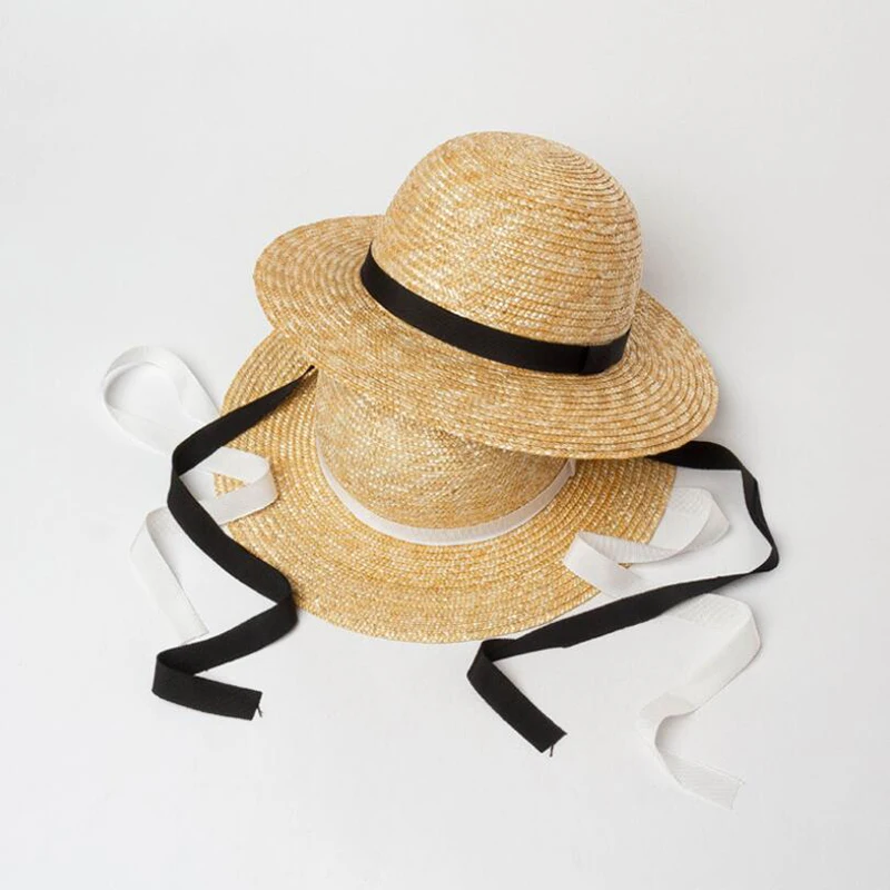 

Wholesale Children Summer Sun Straw Hat With Bandage Cute Dome Girls Beach Hats Kids Travel Caps S1214