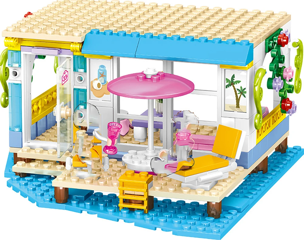 

City friends series Building Block set Noah colorful sea view room model Assembling bricks educational Toys for children gift