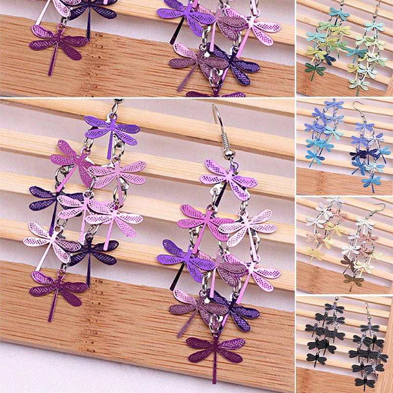 

New Women's Bohemian Drop Earrings Cute Colorful Dragonfly Pendant Long Big Earrings Handmade Earring Party Birthday Gift