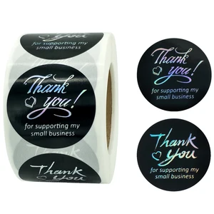 500 шт.рулон 1,5 дюймов38 мм Новый роскошный серебряной фольги лазера Спасибо наклейки спасибо за поддержку моего малого бизнеса