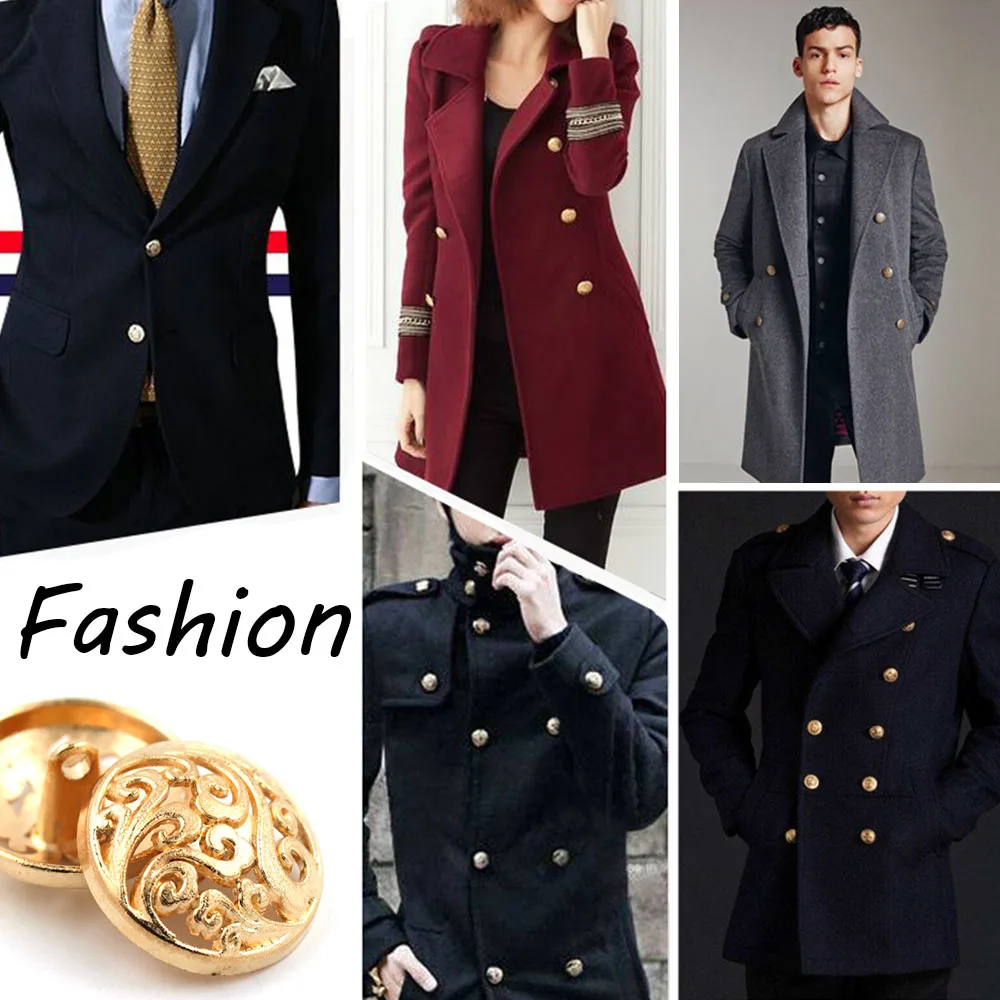 5 шт. круглые металлические пуговицы для одежды 15-25 мм