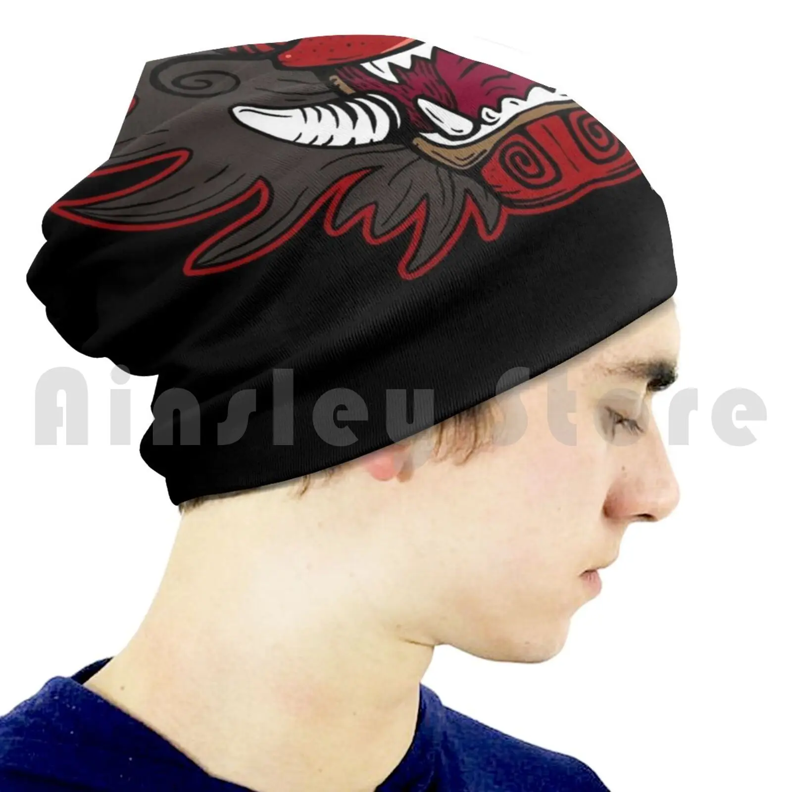 Вязаная Шапка-бини Hyena Oni в стиле хип-хоп Традиционная японская татуировка
