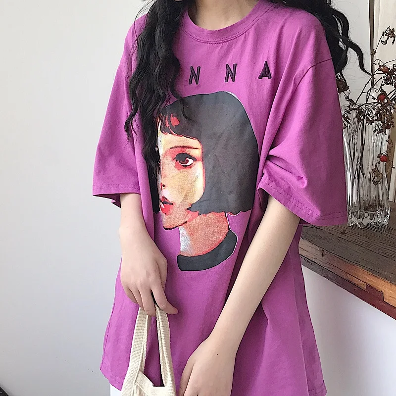 Футболка женская с принтом в виде забавных персонажей длинная уличная одежда