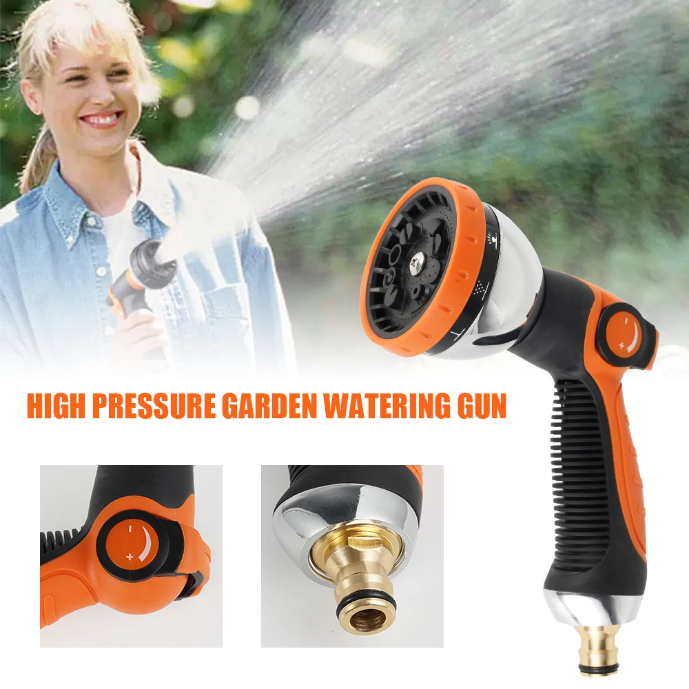 

Water Gun Hose Nozzle Car Wash Garden Watering Spray High Pressure Plant Sprinkler Irrigation Tool 10 Adjustable Patterns
