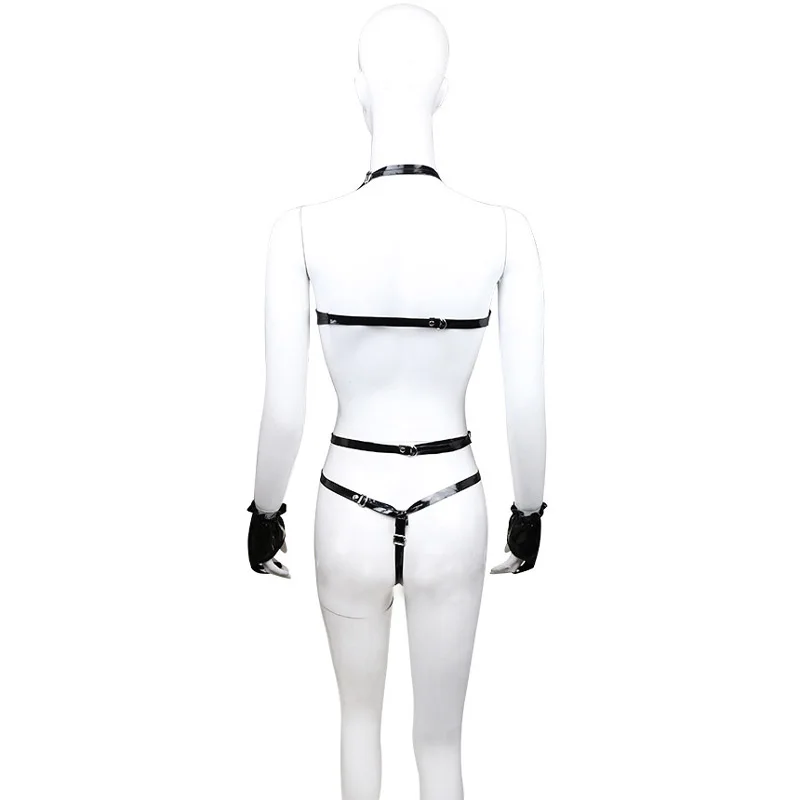 Соблазнительный женский ремень с открытой спиной костюм бондаж глянцевое боди