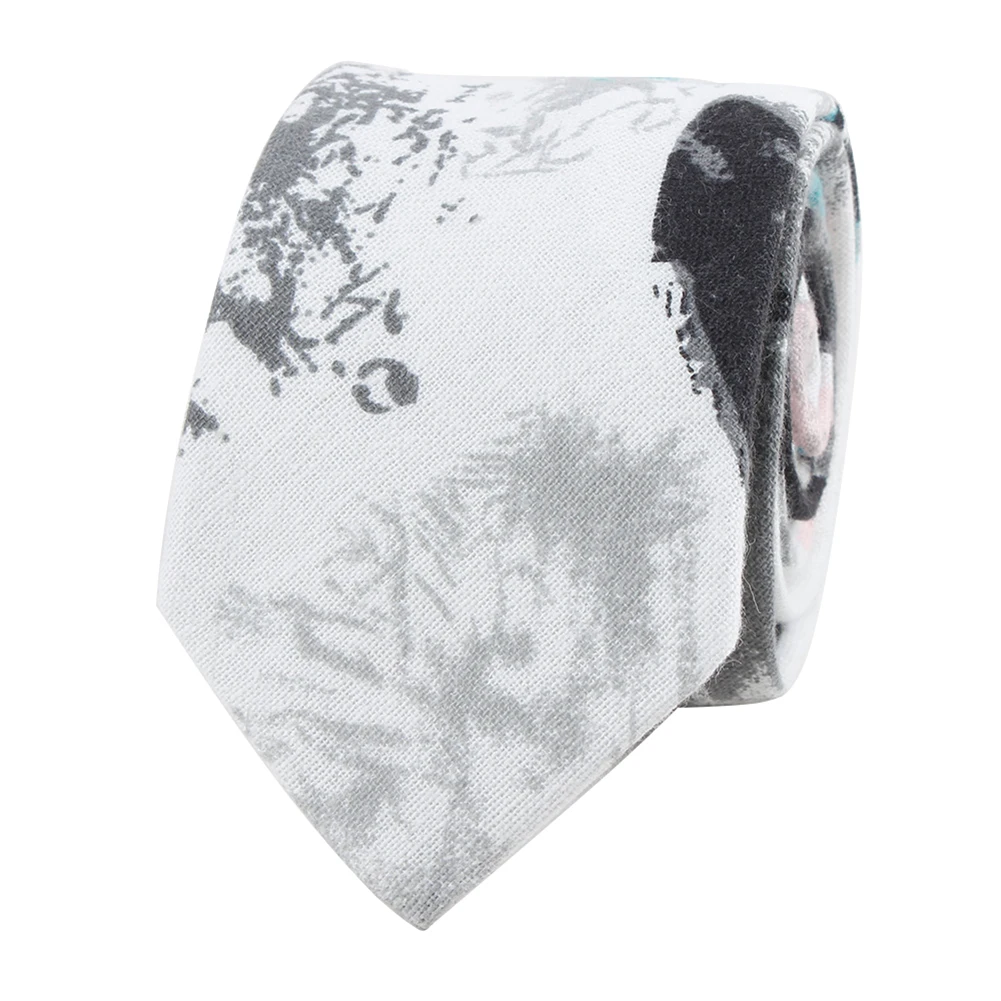 

1 Piece Ink Blue Ink Printed Cotton Tie For Men Men's Printed Cotton Tie 145cm X7cm Stylish Casual Style