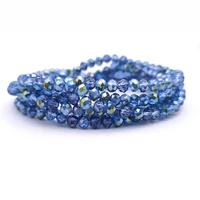 2 3 4 6 8mm round czech crystal faceted blue plated clear glass beads loose spacer beads for jewelry making necklace bracelet