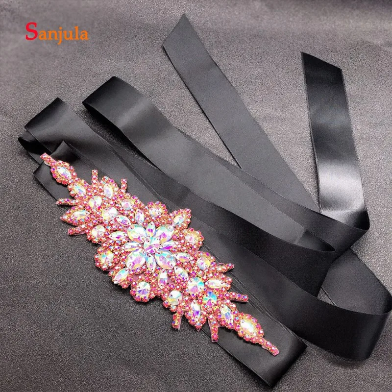 Черный/красный атласный пояс Свадебный ремешок для свадебного платья с