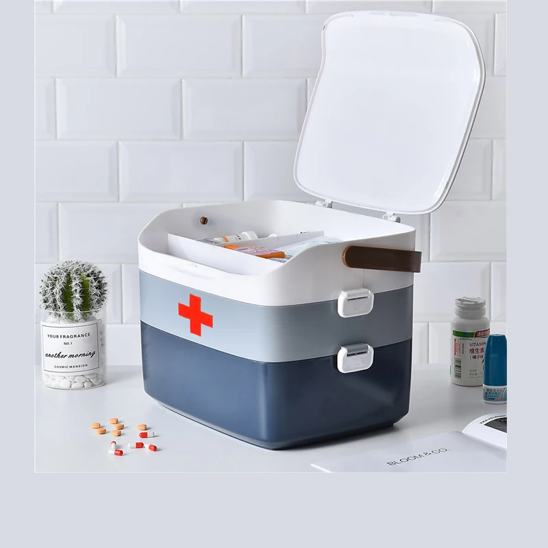 

First Aid Kit Box Medicine Box Plastic Container Emergency Kit Portable 3 Layer Large Capacity Storage Organizer