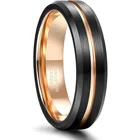 Обручальное кольцо для мужчин, 8 мм, розовое золото, матовое, инкрустация вольфрамового кольца пробы