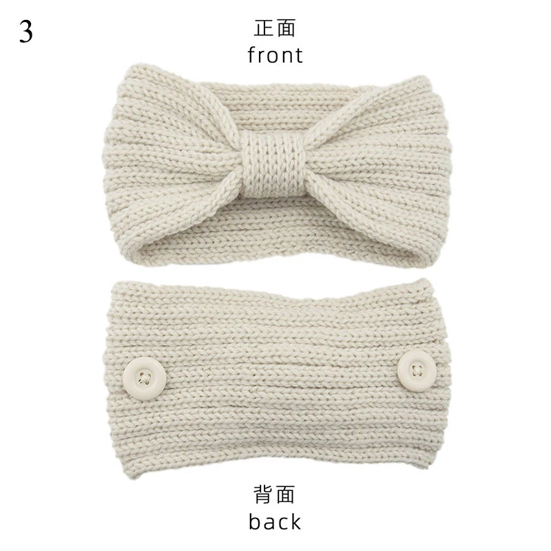 Вязаные повязки на голову с бантом эластичная повязка пуговицами шерстяная для