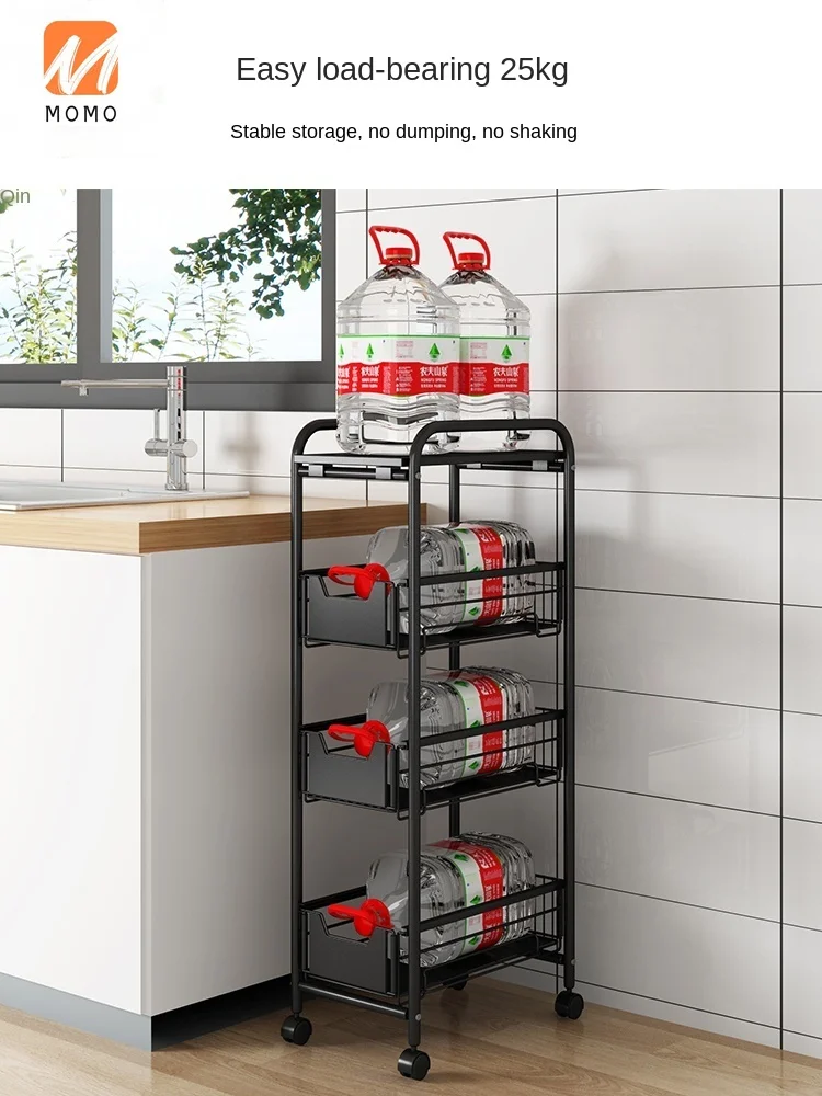 

Kitchen Refrigerator Gap Storage Rack 25cm Wide Gap Storage Rack Drawer-Type Multi-Layer Narrow Trolley