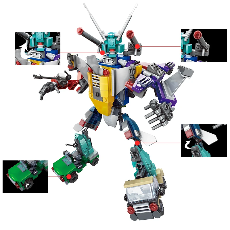 8 в 1 Трансформация Робот городской строительный блок Военный танк пистолет