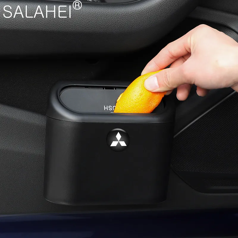 

Car Trash Bin Hanging Garbage Can Storage Box For Mitsubishi Ralliart Lancer 9 10 Asx Outlander 3 Pajero Sport L200 Badge Galant