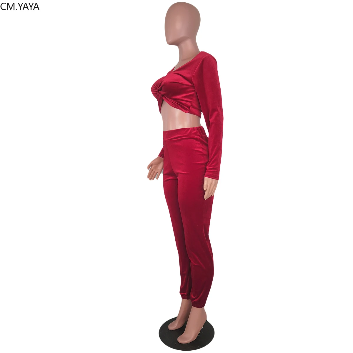 GL Осень Зима Женский комплект полный рукав v-образный вырез короткий топ длинные