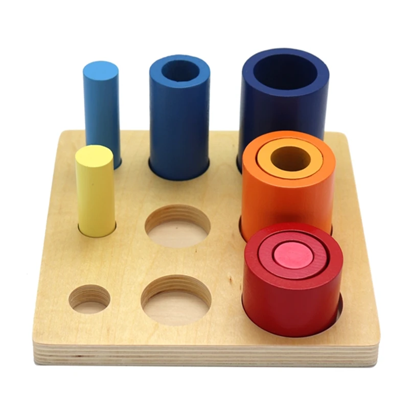 

Toddler Montessori Wood Toys Different Circles and Cylinders Block Toy for Children Colors Training Preschool Brinquedos Juguets