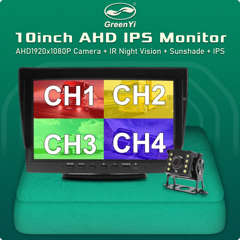 4CH AHD 1280x720P 10 1 дюймовый IPS монитор для грузовика шины с 4 каналами передняя задняя