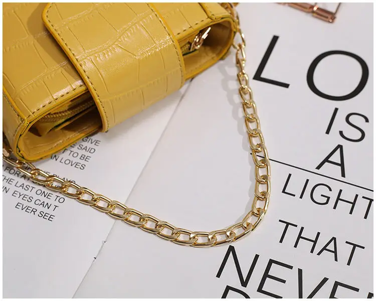 

Fashion PU Leather Women Chain Crossbody Bags Simple Solid Colour Crocodile Pattern Ladies Small Square Bags New Female Handbags
