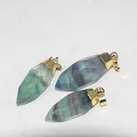fashion jewelry natural stone bullet charms pendants femme 2020 gold cap energy green fluorite point pendant for women as gifts