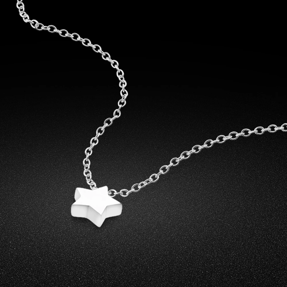

Simple silver jewelry necklace 925 sterling silver rose gold Star pendant necklace solid silver chain non-fading birthday gift