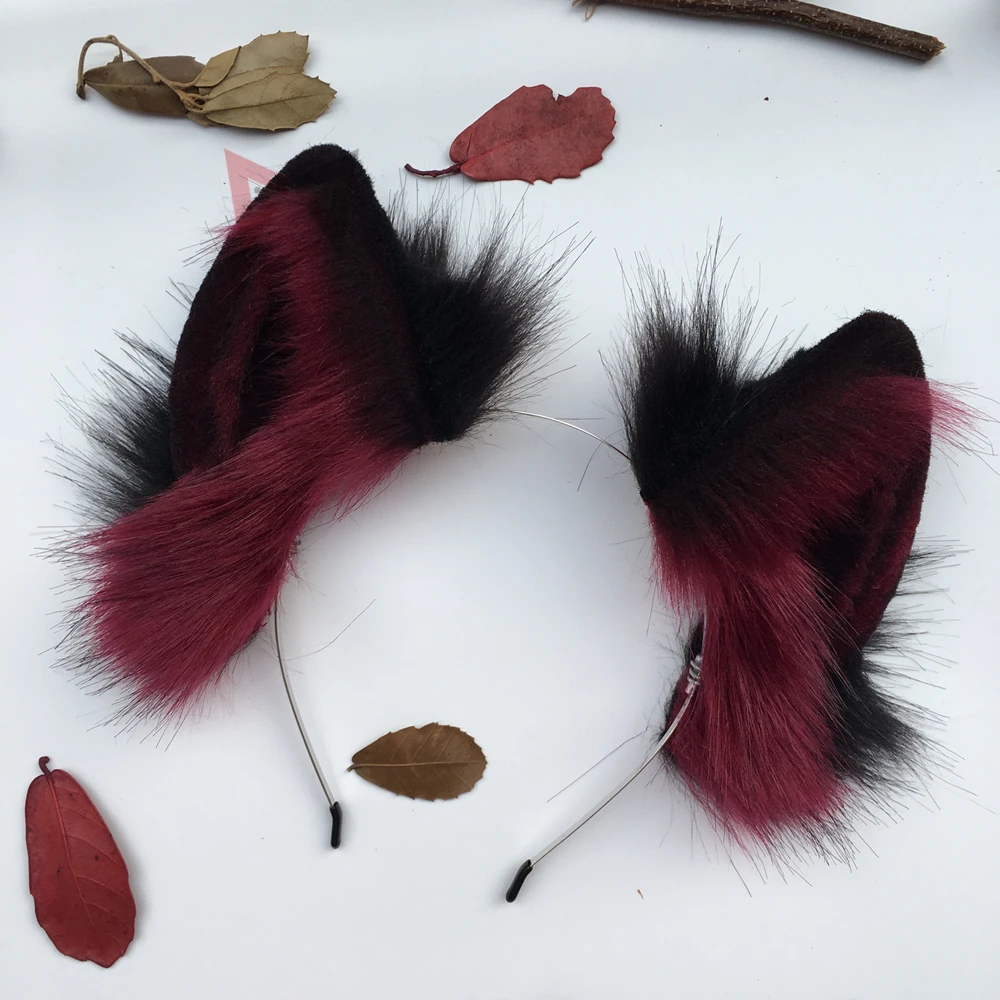 

New Original Wolf Ear Hairhoop Hairband Headwear Hand Made KC Lolita Cosplay Game Costume Accessories Custom Made Earrings Gifs