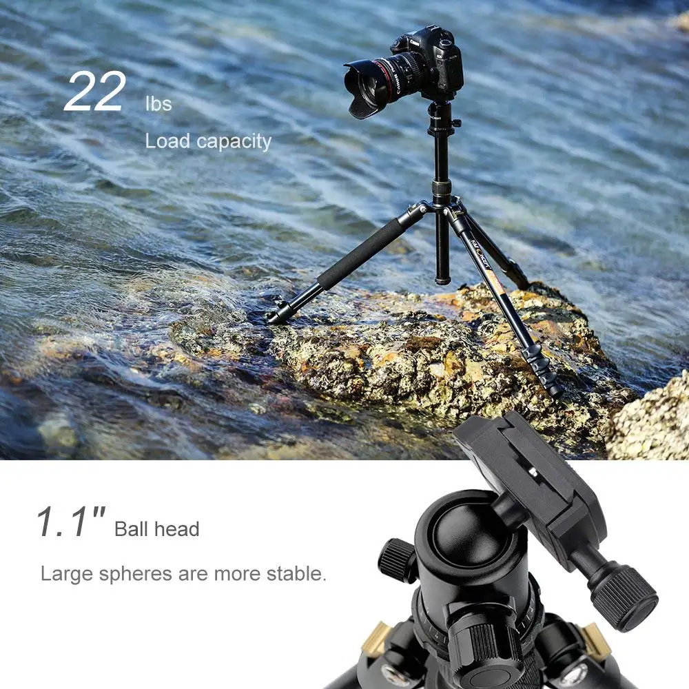 K& F концепция 62 ''DSLR штатив, легкий и компактный алюминиевый штатив для камеры с 360 панорамной шаровой головкой БЫСТРОРАЗЪЕМНАЯ пластина