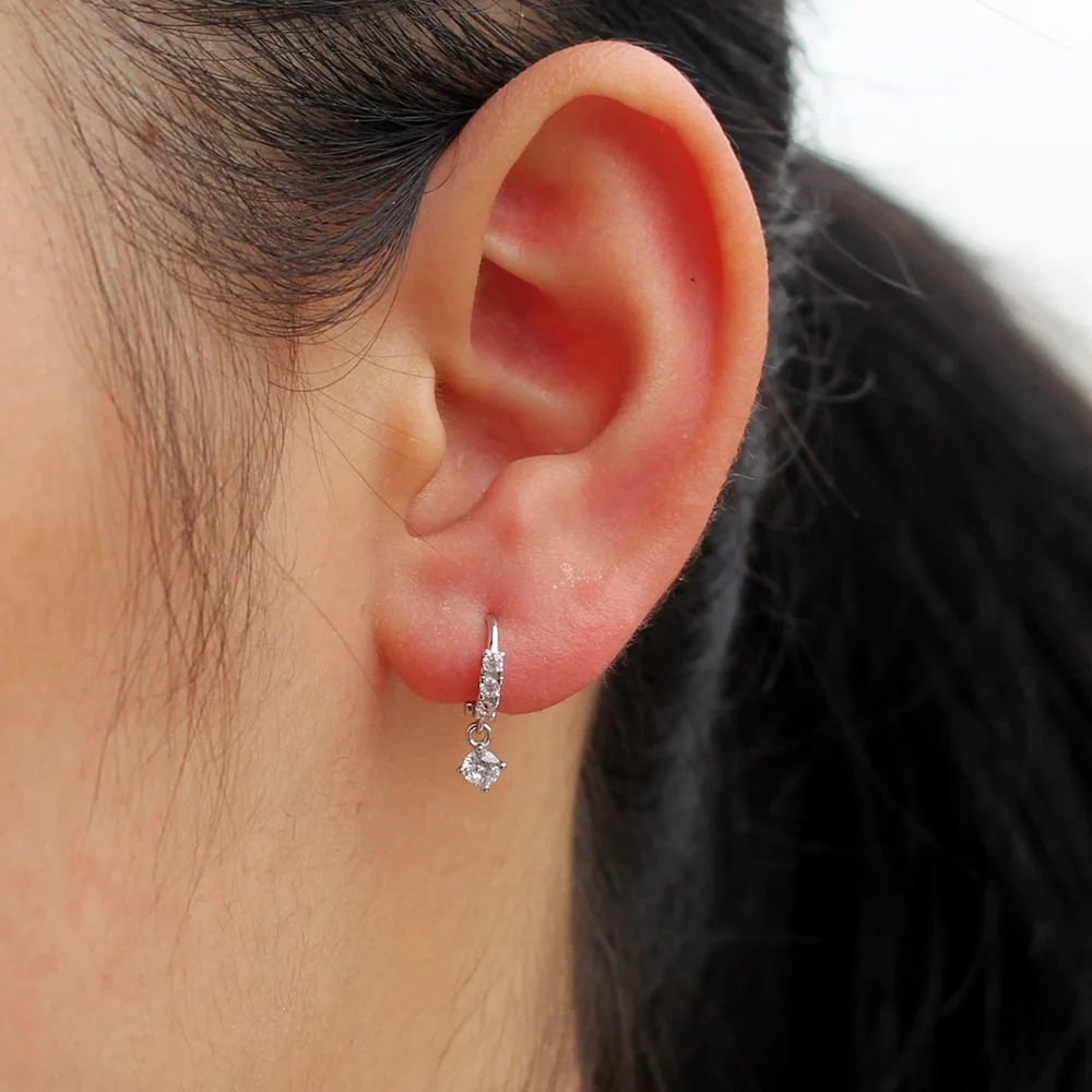 Женские серьги-гвоздики из серебра 100% пробы с фианитами | Украшения и аксессуары