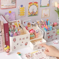 minkys kawaii abs 2 in 1 multifunctional desktop organizer pen holder books stand holder bookends free sticker school stationery