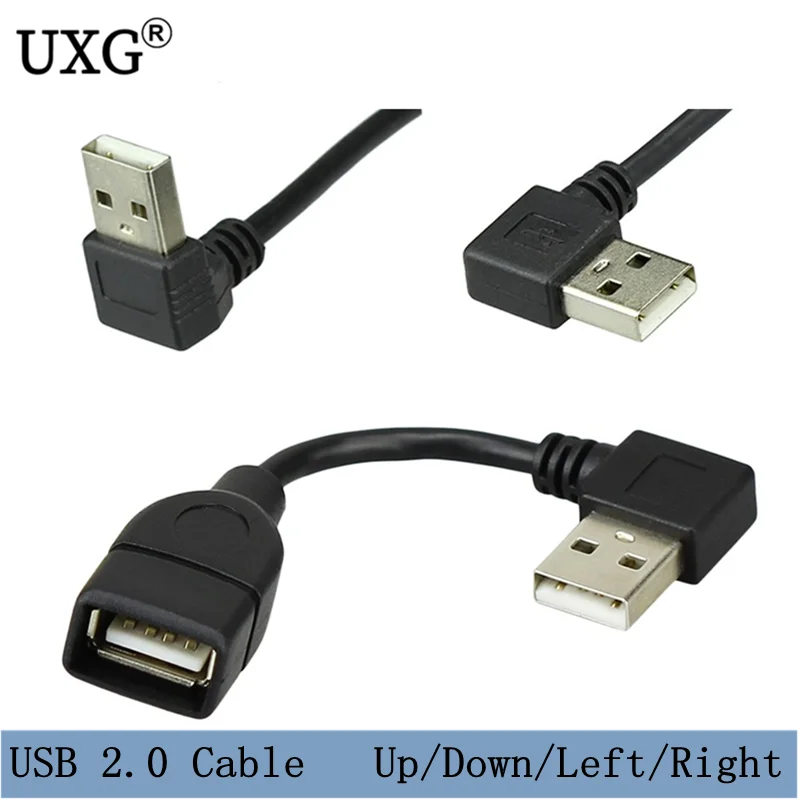 

USB 2.0 A Male to Female 90 Angled Extension Adaptor cable USB2.0 male to female right left down up cable Cord 10cm 20cm 40CM